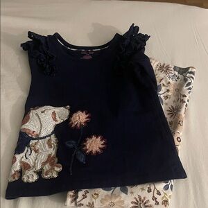 Issac Mizrahi Long Sleeve Dog and Floral pants set